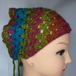 Hair Kerchief Scarf crocheted by seller colorful rainbow colors handmade